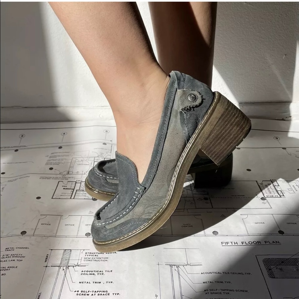 NEW LONDON UNDERGROUND SLUDGE 90'S VINTAGE STYLE GRAY-BLUE CHUNKY LOAFERS 8.5
